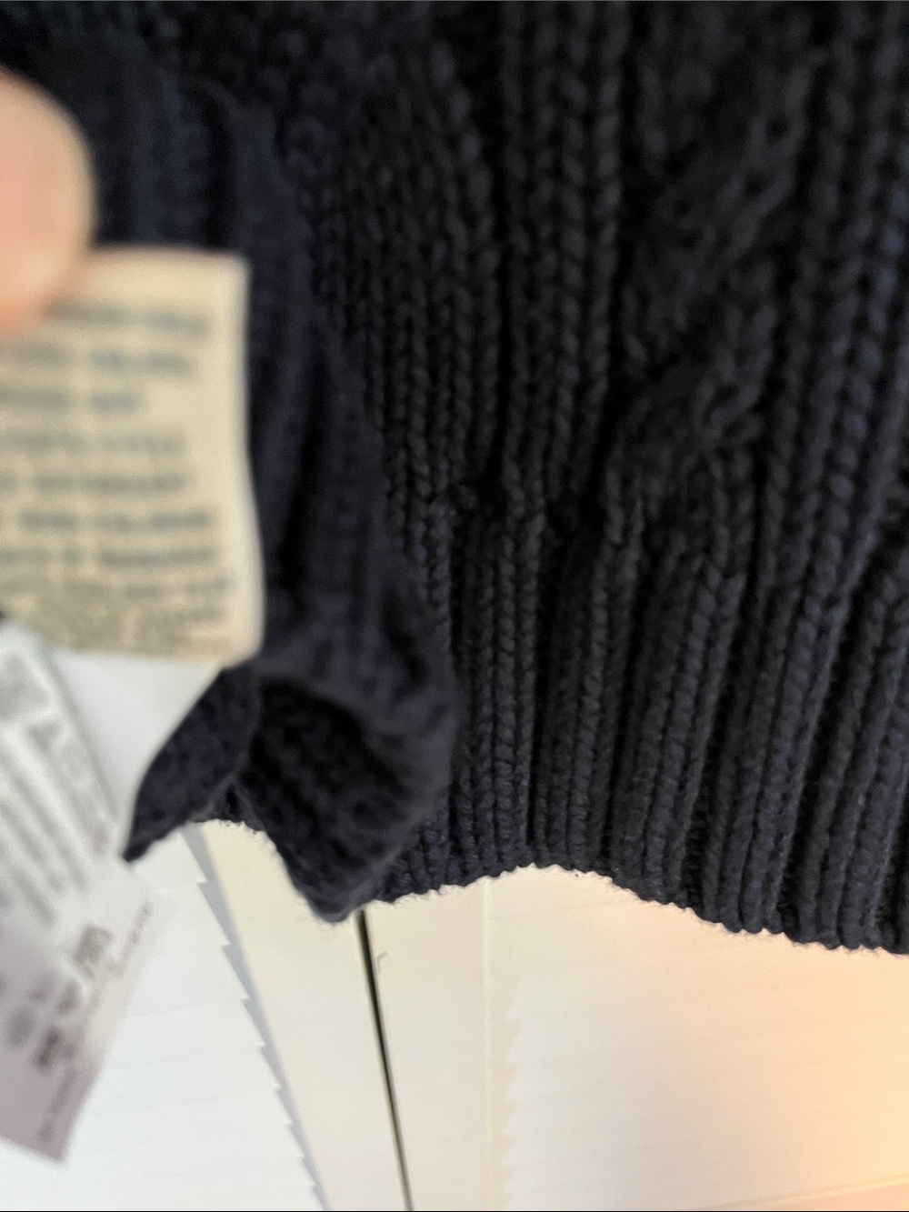 LL Bean Cotton Cable Knit Pullover Sweater Navy Blue Sz Petite XS - Picture 8 of 8